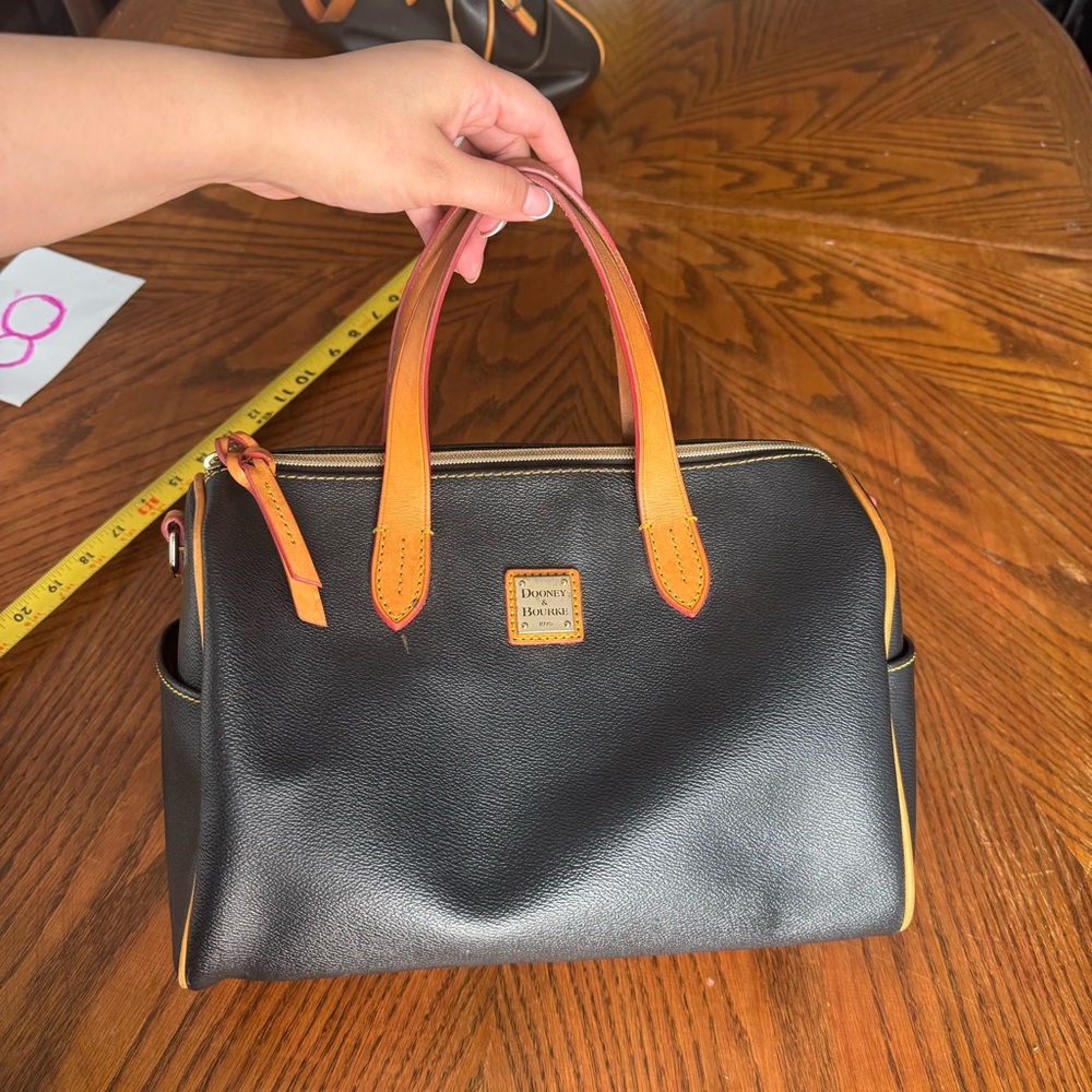 Dooney‎ and Bourke Black and Tan Zipper Olivia Satchel Handbag